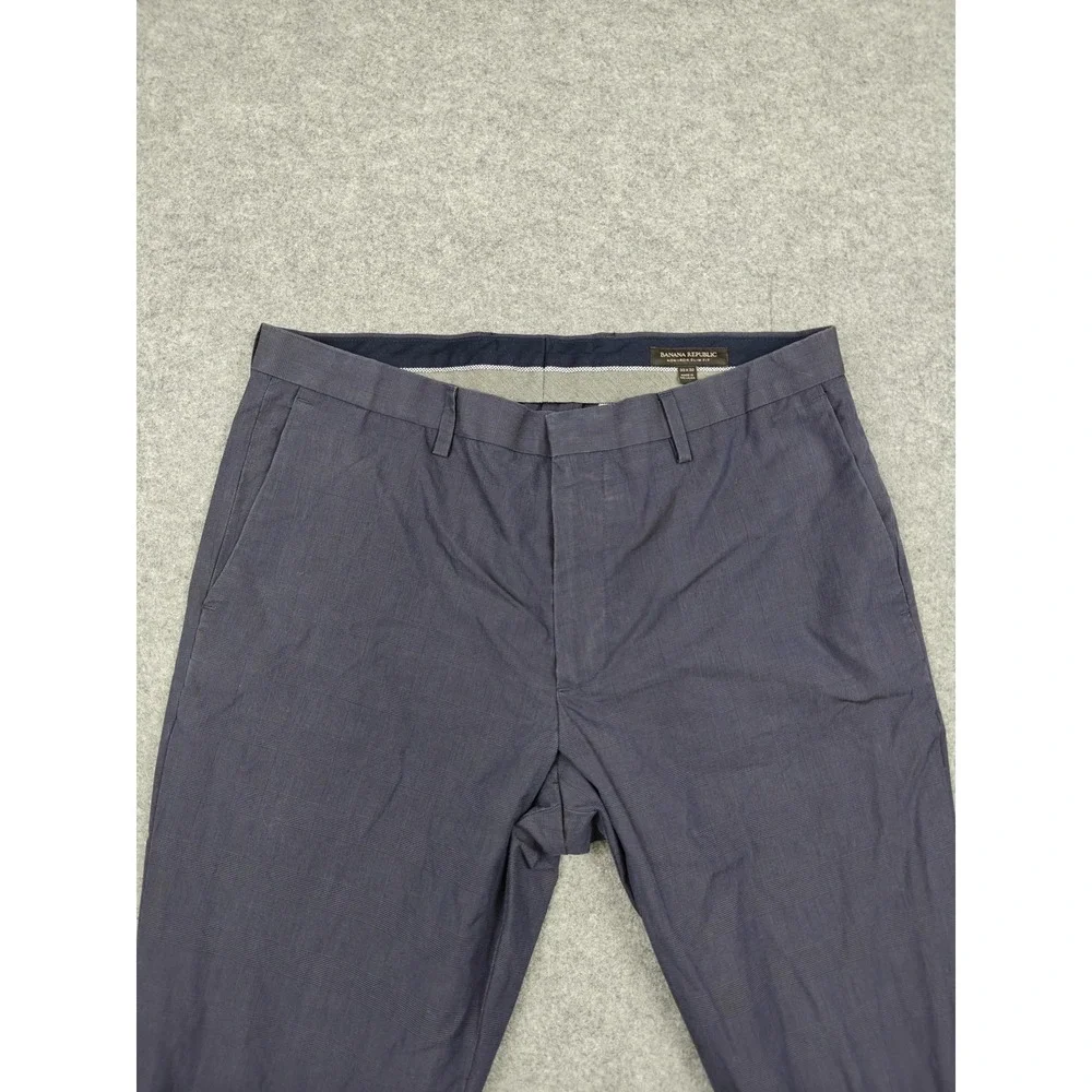 Banana Republic Pants Mens‎ 33x32 Blue Non-Iron Slim Fit Cotton Dress Check